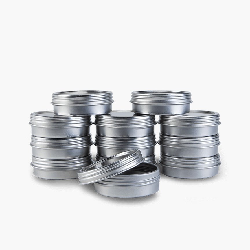 Silver Aluminium Lip Balm Tins - 12 pack - Accessories - Aromatics International